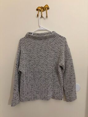 Rafaella Black & White Chevron Turtleneck Sweater